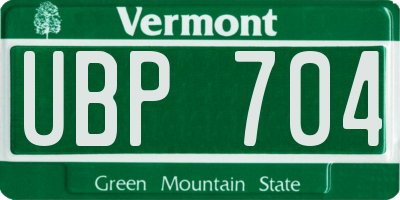 VT license plate UBP704