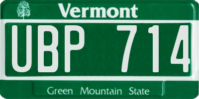 VT license plate UBP714