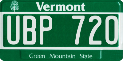 VT license plate UBP720