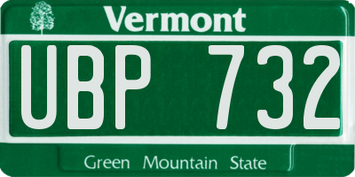 VT license plate UBP732