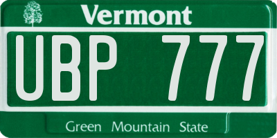 VT license plate UBP777