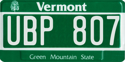 VT license plate UBP807