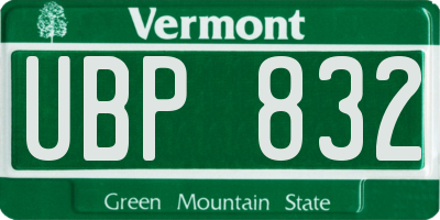 VT license plate UBP832