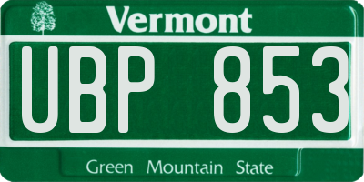 VT license plate UBP853