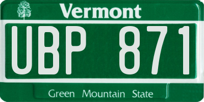 VT license plate UBP871
