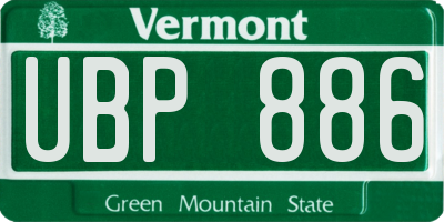 VT license plate UBP886