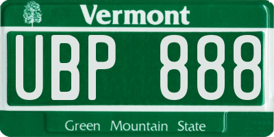 VT license plate UBP888