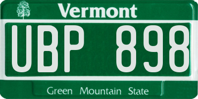 VT license plate UBP898
