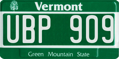 VT license plate UBP909