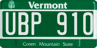 VT license plate UBP910