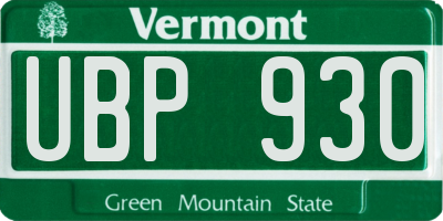 VT license plate UBP930