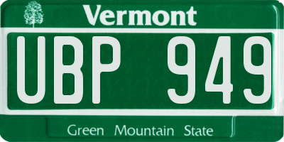 VT license plate UBP949