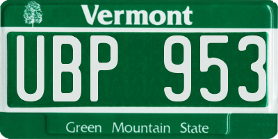 VT license plate UBP953