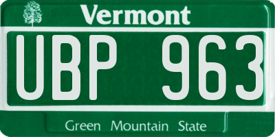 VT license plate UBP963