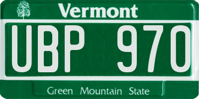 VT license plate UBP970