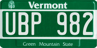 VT license plate UBP982