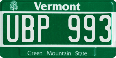 VT license plate UBP993