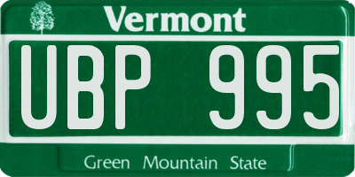 VT license plate UBP995