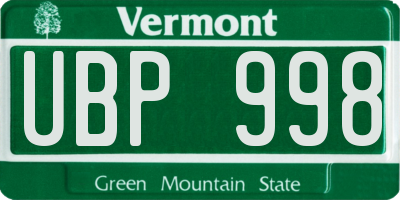 VT license plate UBP998