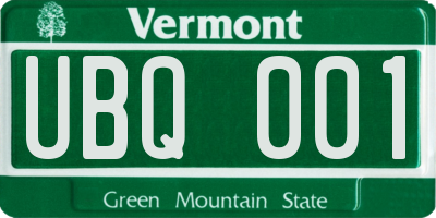 VT license plate UBQ001