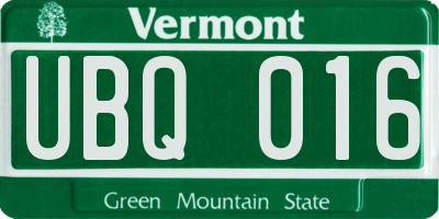 VT license plate UBQ016