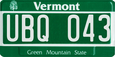 VT license plate UBQ043