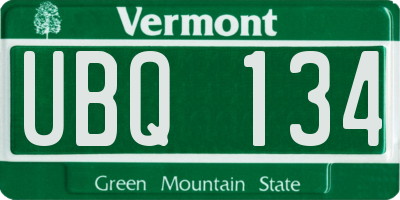 VT license plate UBQ134