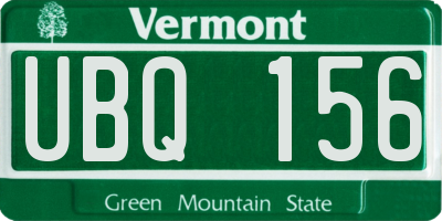 VT license plate UBQ156