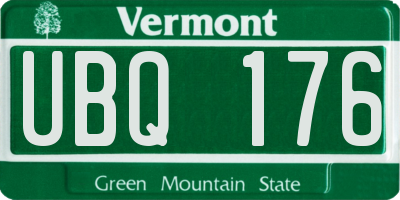 VT license plate UBQ176
