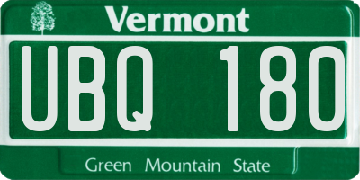 VT license plate UBQ180