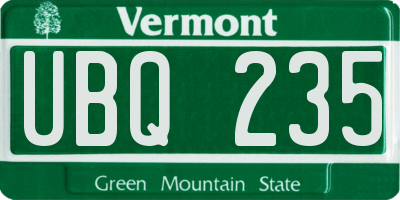 VT license plate UBQ235