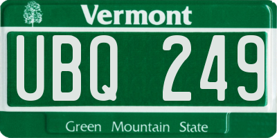 VT license plate UBQ249