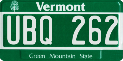VT license plate UBQ262
