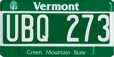 VT license plate UBQ273
