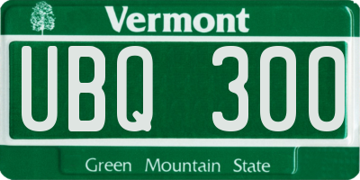 VT license plate UBQ300