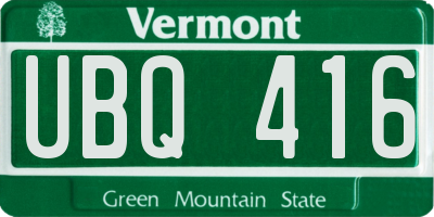 VT license plate UBQ416