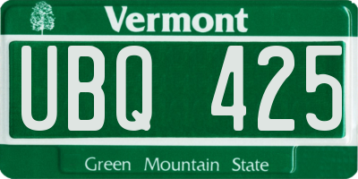 VT license plate UBQ425