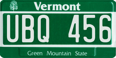 VT license plate UBQ456