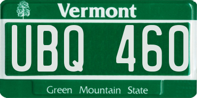 VT license plate UBQ460