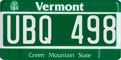 VT license plate UBQ498