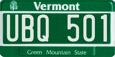 VT license plate UBQ501