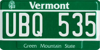 VT license plate UBQ535