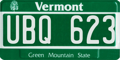 VT license plate UBQ623