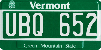 VT license plate UBQ652