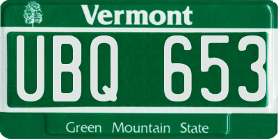 VT license plate UBQ653