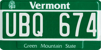 VT license plate UBQ674