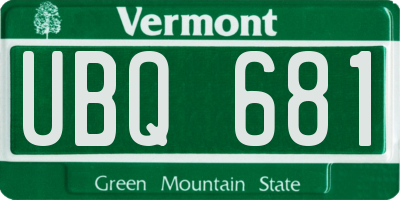 VT license plate UBQ681
