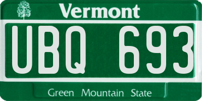 VT license plate UBQ693