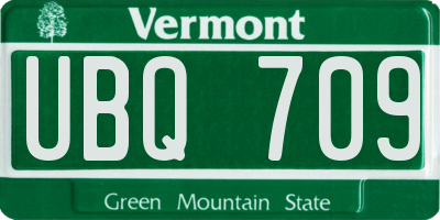 VT license plate UBQ709