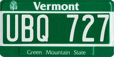 VT license plate UBQ727
